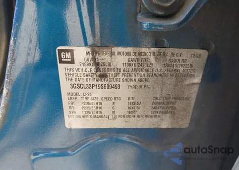 2009 Saturn Vue 4-Cyl Xe from USA, damaged, VIN 3GSCL33P19S609493